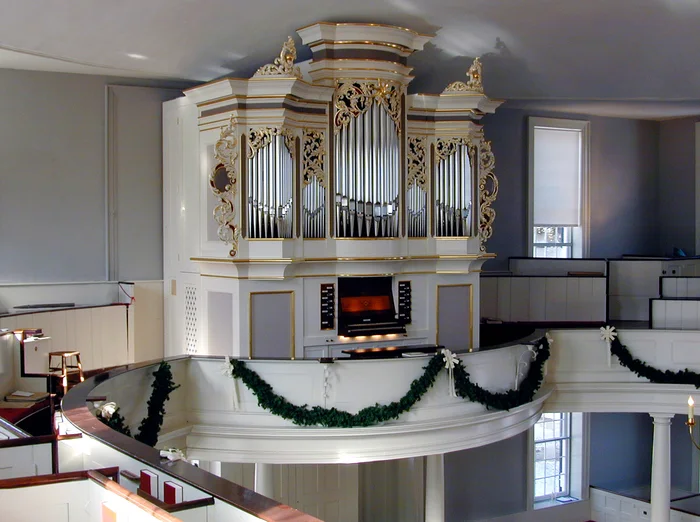 Opus 13 in the balcony of The First Church of Deerfield, a 1824 New England meeting house.